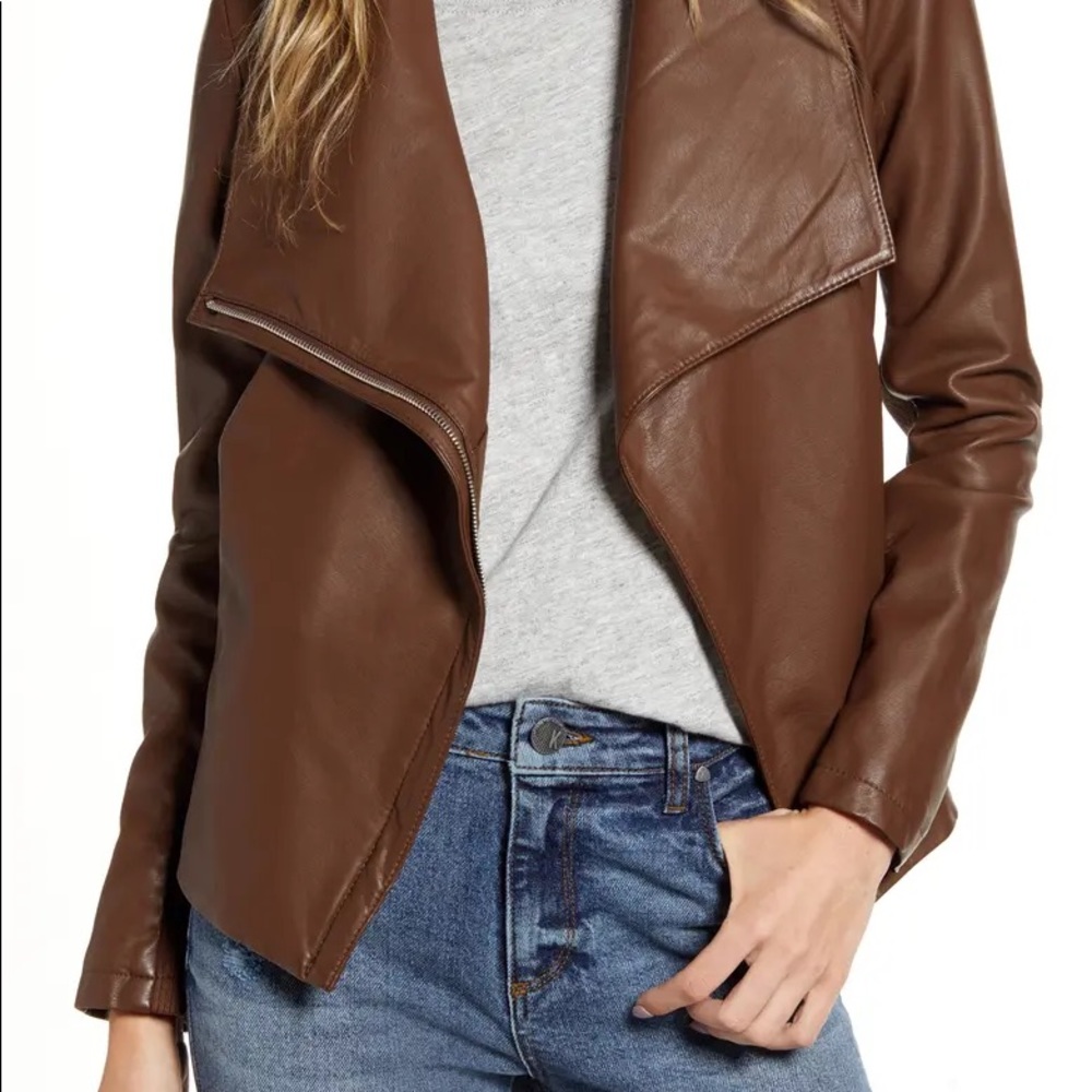 BB Dakota Brown Faux Leather Moto Jacket